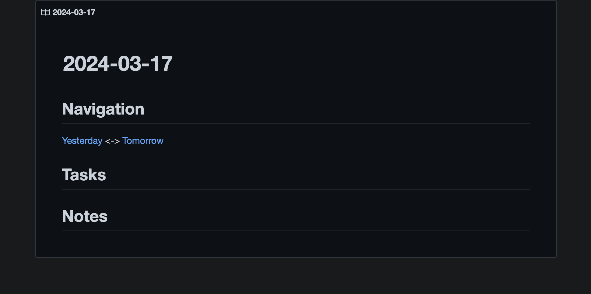 daily note markdown preview